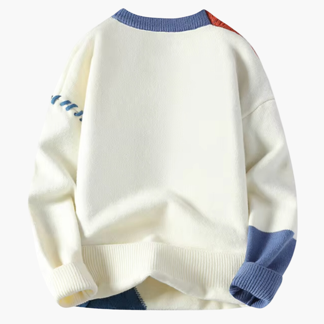 Stilla | Patchwork Strikpullover I Moderne Design - Perfekt til Efterår og Vinter
