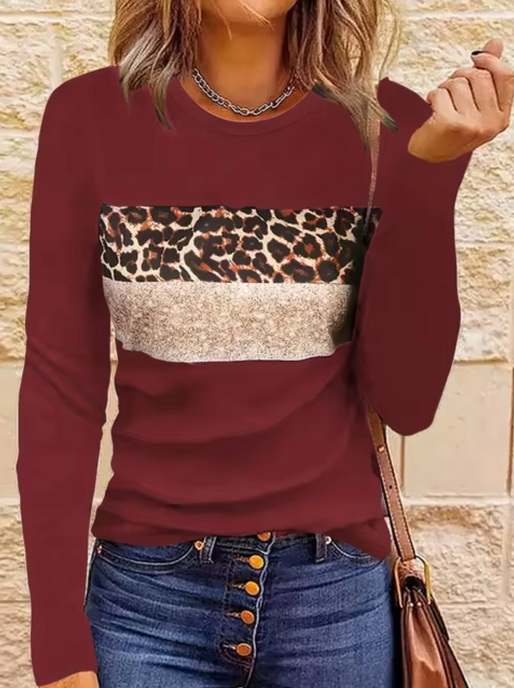 Stilla | Langærmet T-shirt med leopardtryk