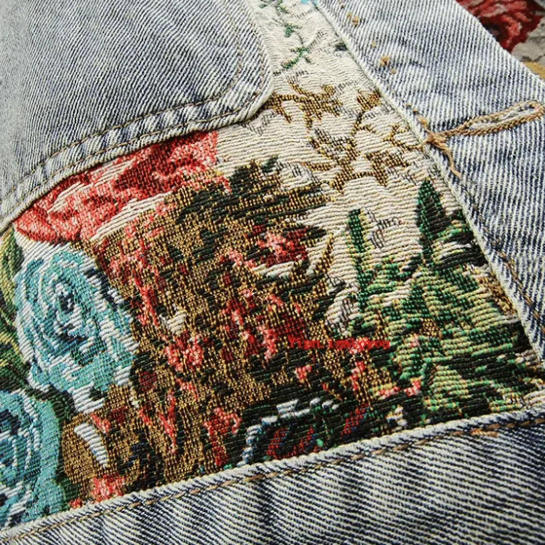 Stilla | Floral Denim Jakke