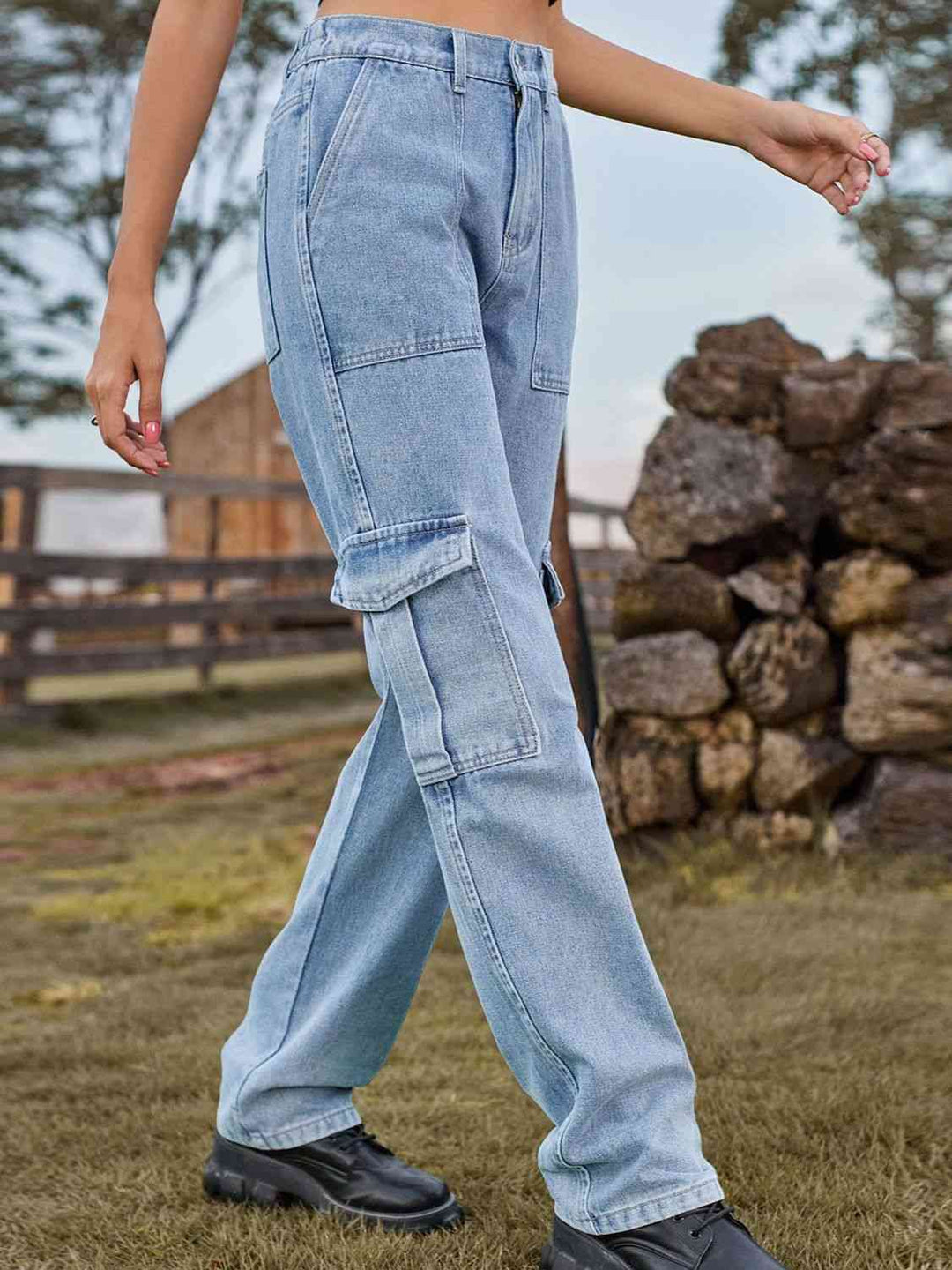 Stilla | Talje Cargo Jeans