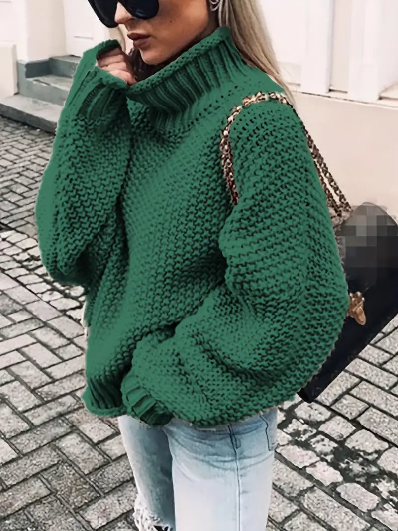 Stilla | Ensfarvet Rullekravepullover