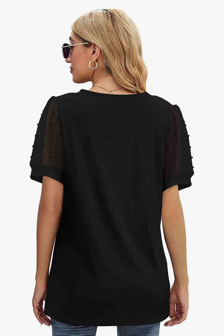 Stilla | Dot Puff Sleeve V-hals Tee