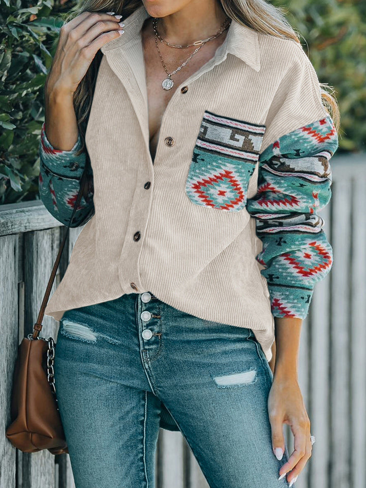 Stilla | Pocketed Geometrisk Krave Hals Shacket