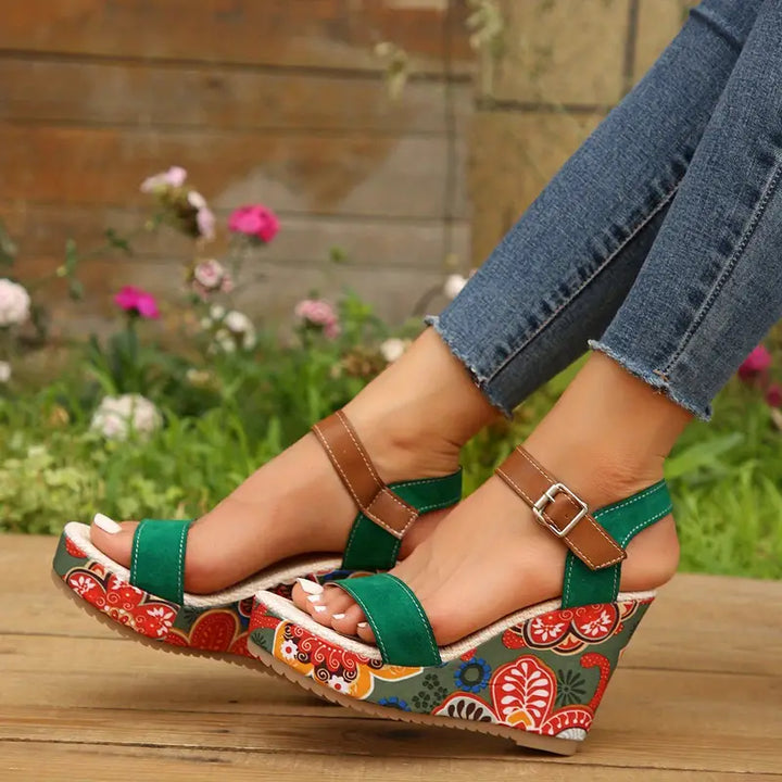 Stilla | Wedge Sandaler Med Blomsterprint Til Kvinder Design