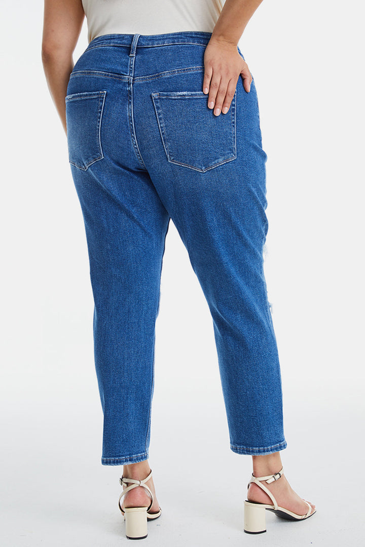 Stilla | Størrelsefulde Distressed Høj Talje Mom Jeans