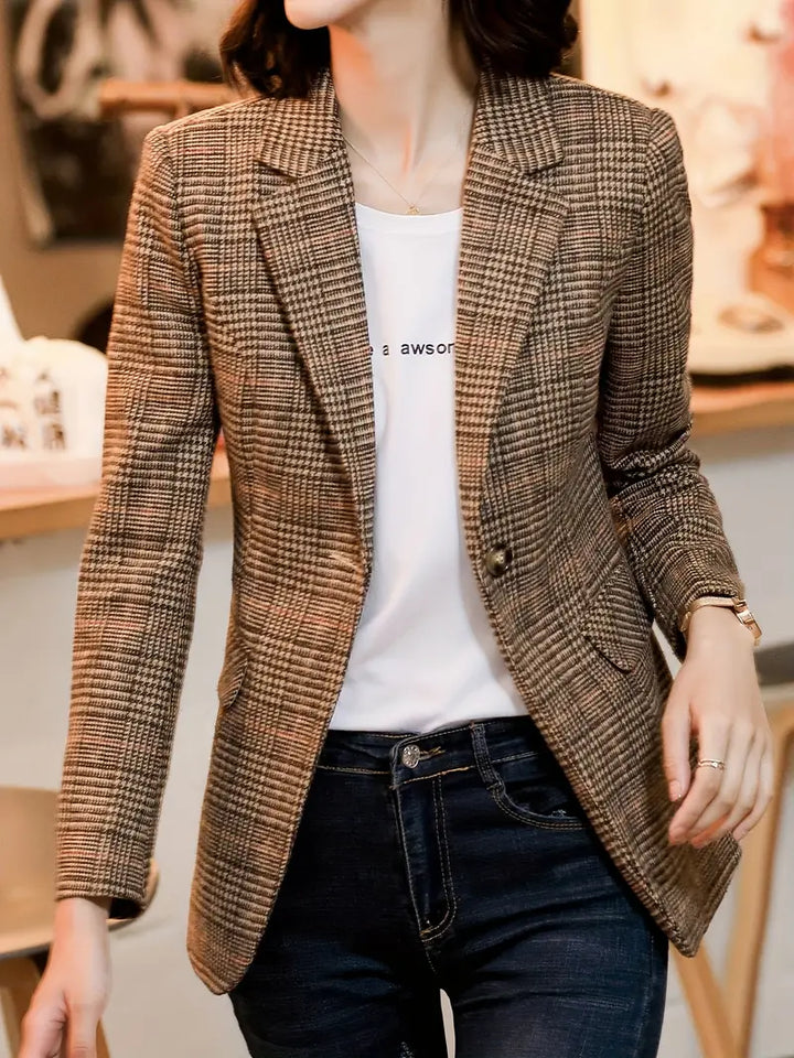 Stilla | Blazer Med Ruder Med Klap Og En Knap