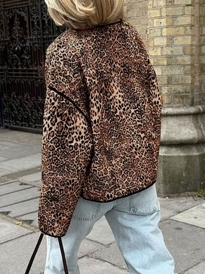 Stilla | Perfee Leopardejakke Med Lange Ærmer og Åben Forside