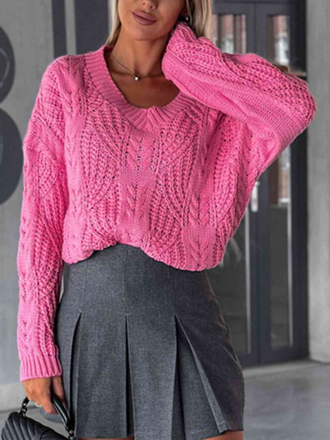 Stilla | Hals Cable-strikket Langærmet Sweater