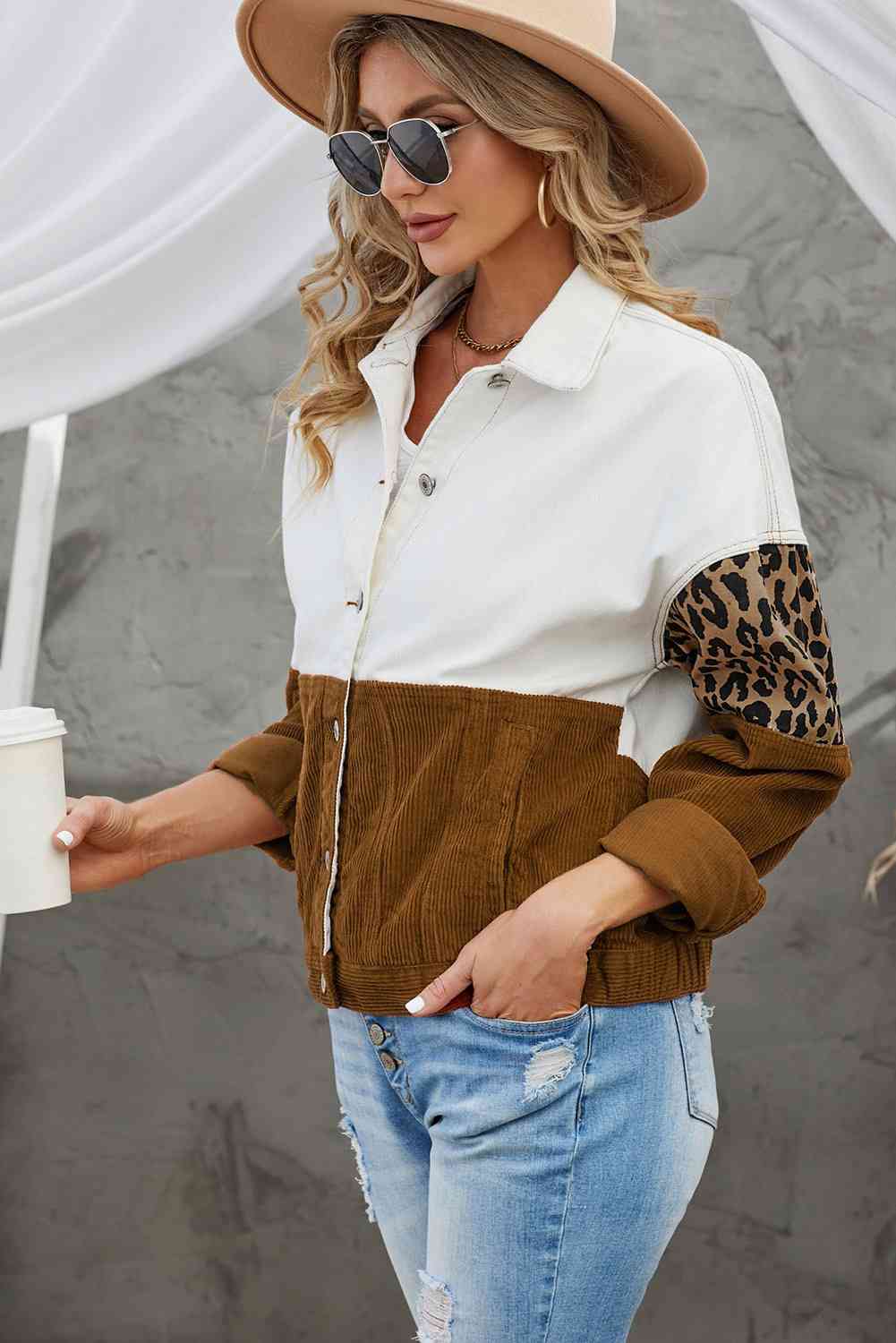 Stilla | Color Block Button-up Corduroy Shacket