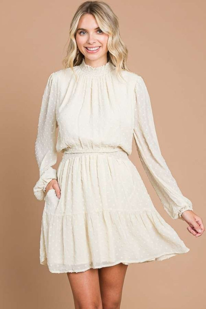 Stilla | Code Swiss Dot Smock Neck Mini Kjole med Lommer