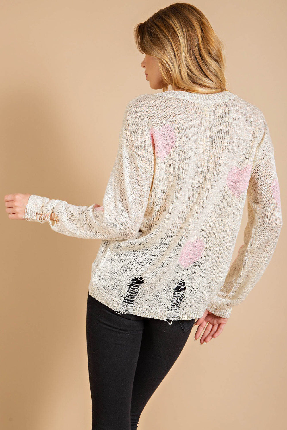 Stilla | Amerika Hjerte Mønster Slidt Sweater