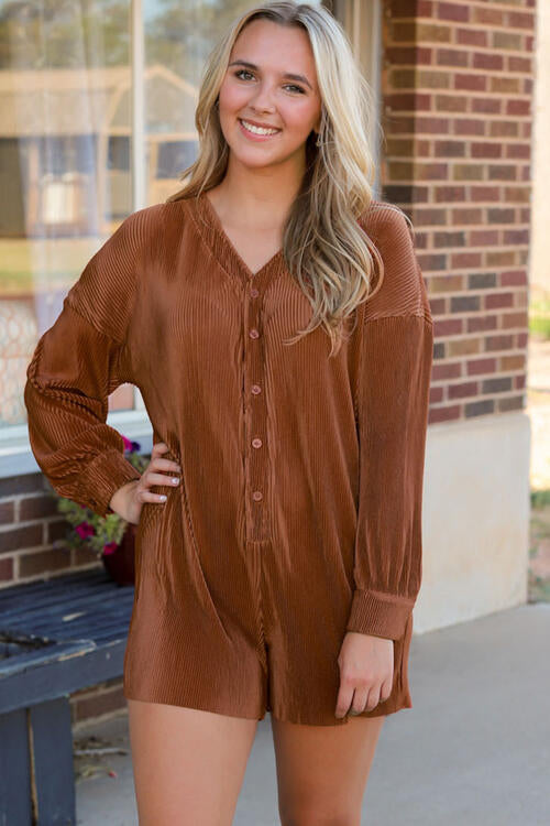 Stilla | V-hals Halv Knappet Romper