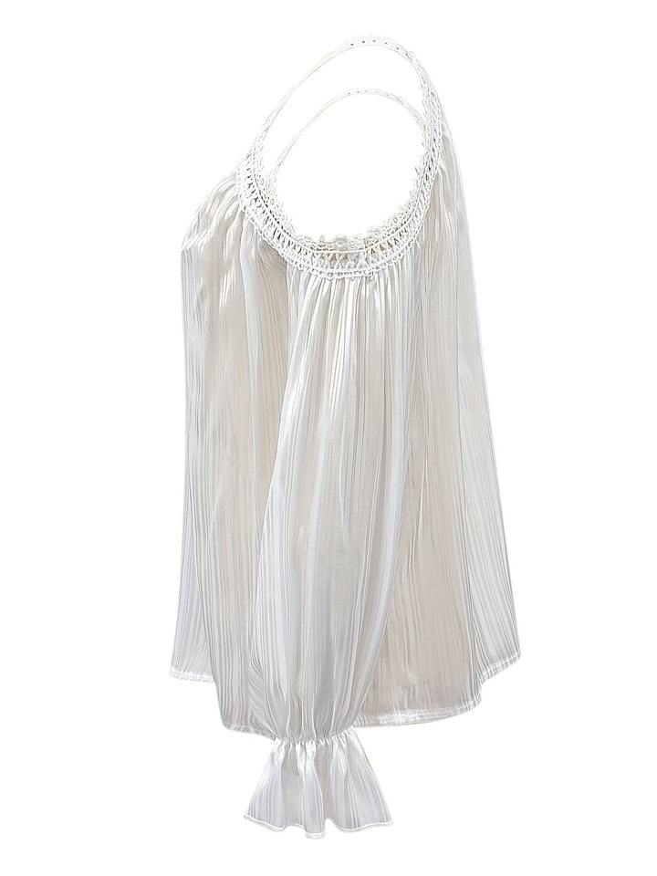 Stilla | Draperet Bluse Med Blondekant