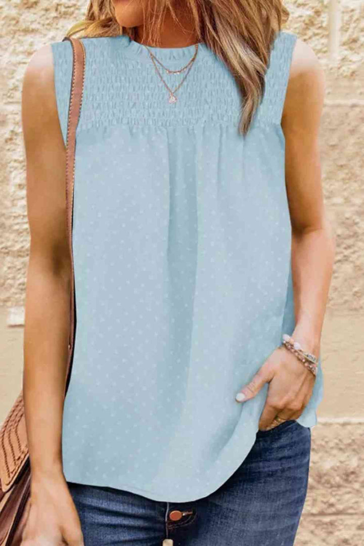 Stilla | Smocked Tie Back Frill Trim Tank