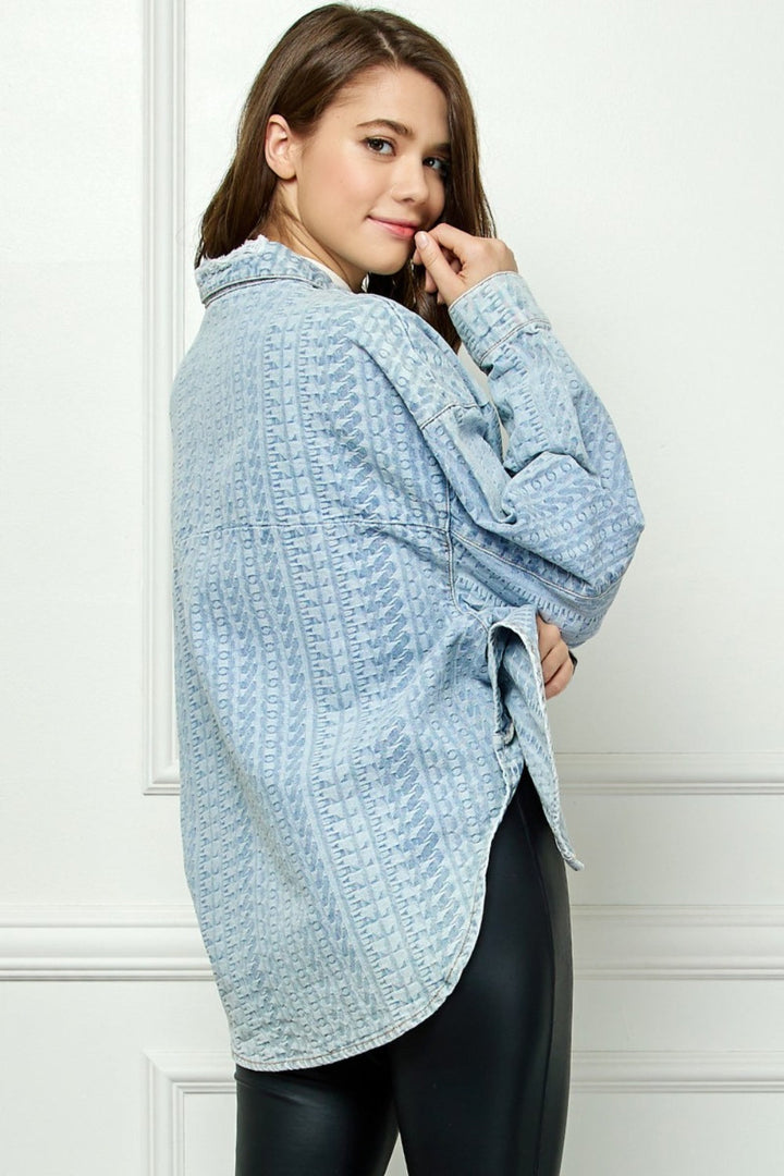 Stilla | Button Up Dropped Shoulder Denim Top
