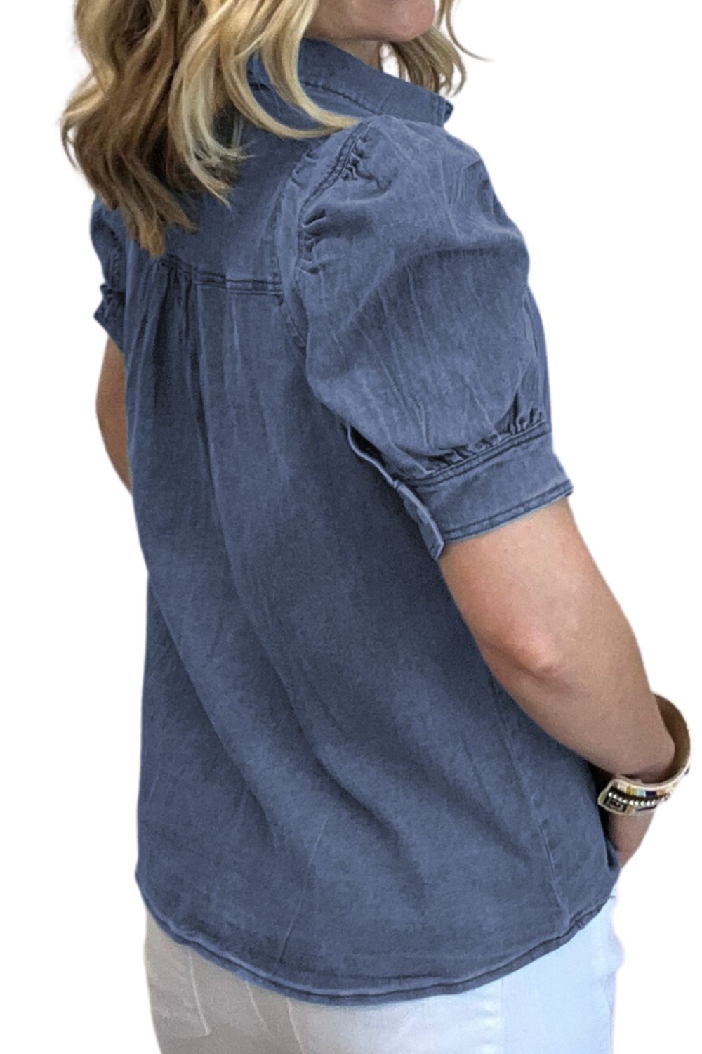 Stilla | Up Puff Sleeve Denim Top