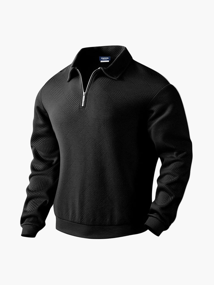 Stilla | Halv-Zip Pullover med Strukturmønster - Smart-Casual Stil til Hverdag og Kontor