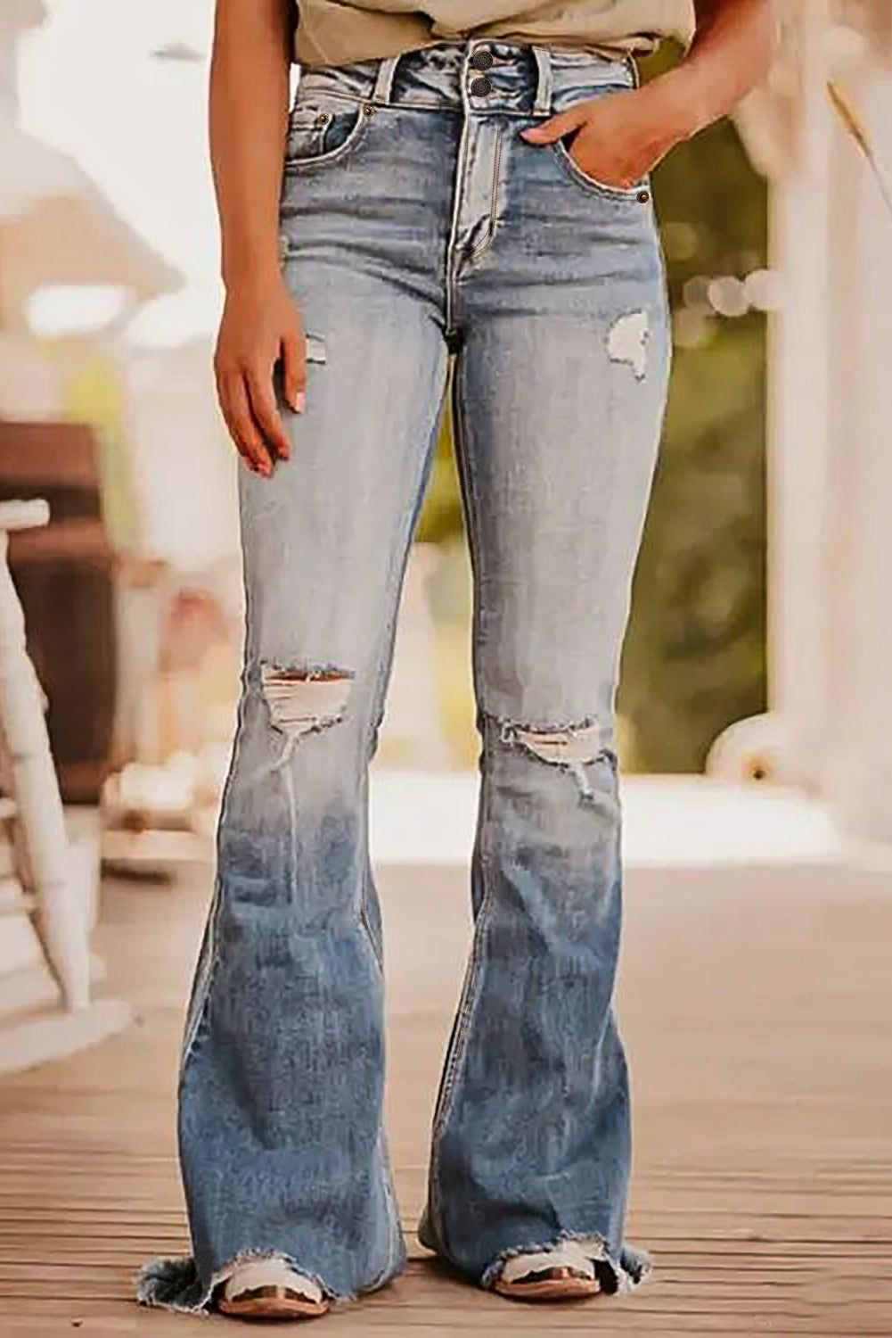 Stilla | Raw Hem Bootcut Jeans