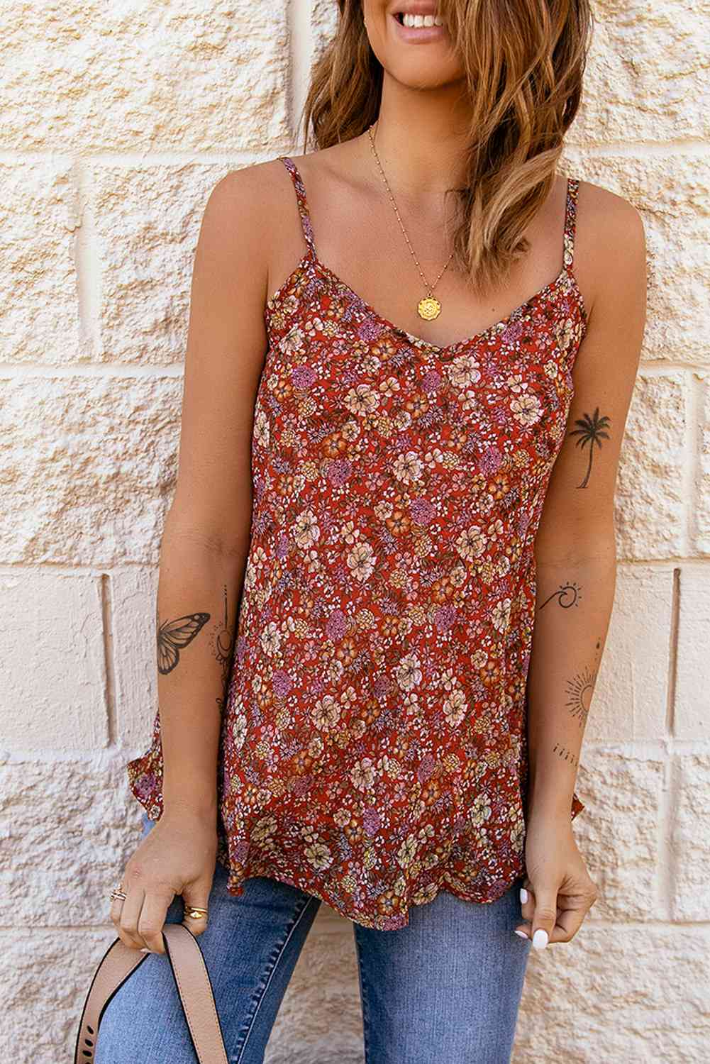 Stilla | Floral V-hals Spaghetti Strop Cami