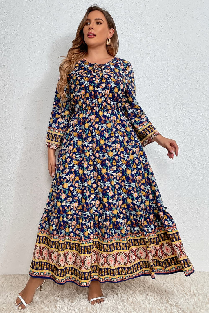 Stilla | Tøj Plus Size Bohemsk Rund Hals Maxi Kjole