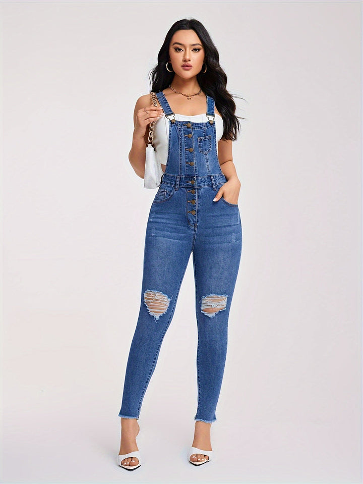 Stilla | Irevne Denim Overalls Med Halve Knapper