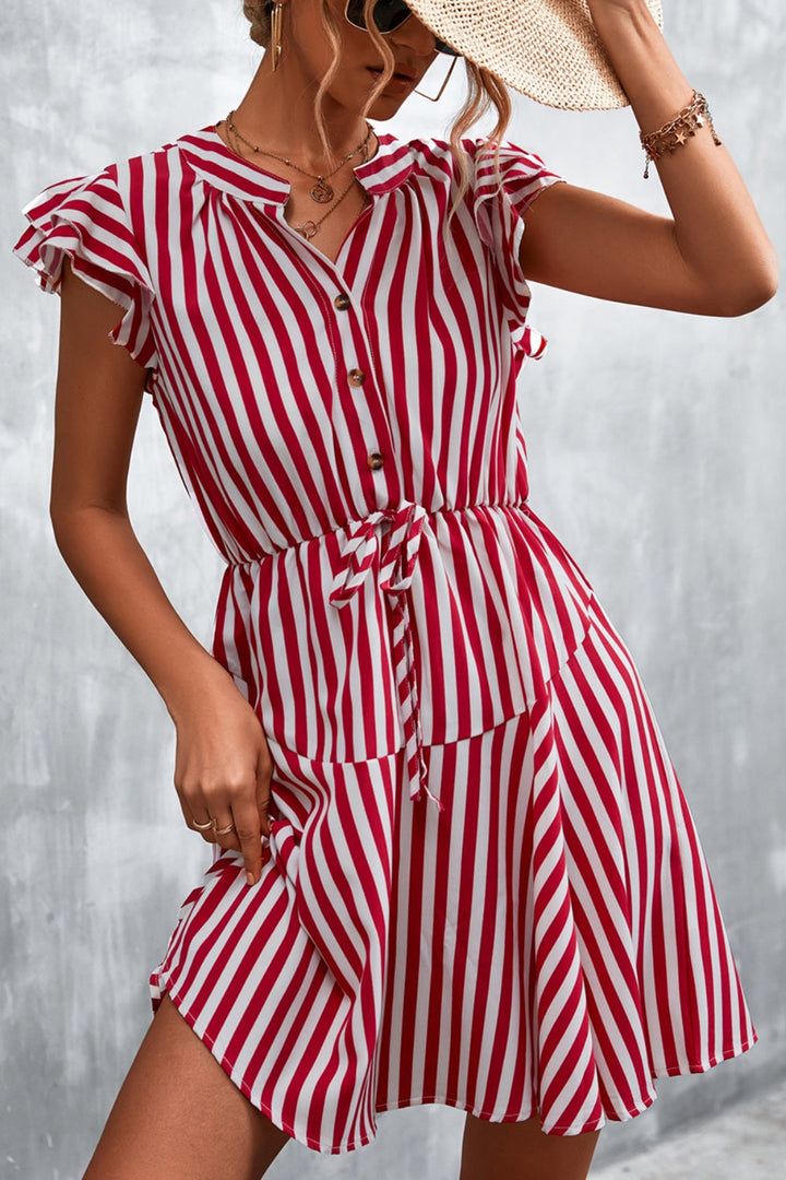 Stilla | Stribet Cap Sleeve Mini Kjole