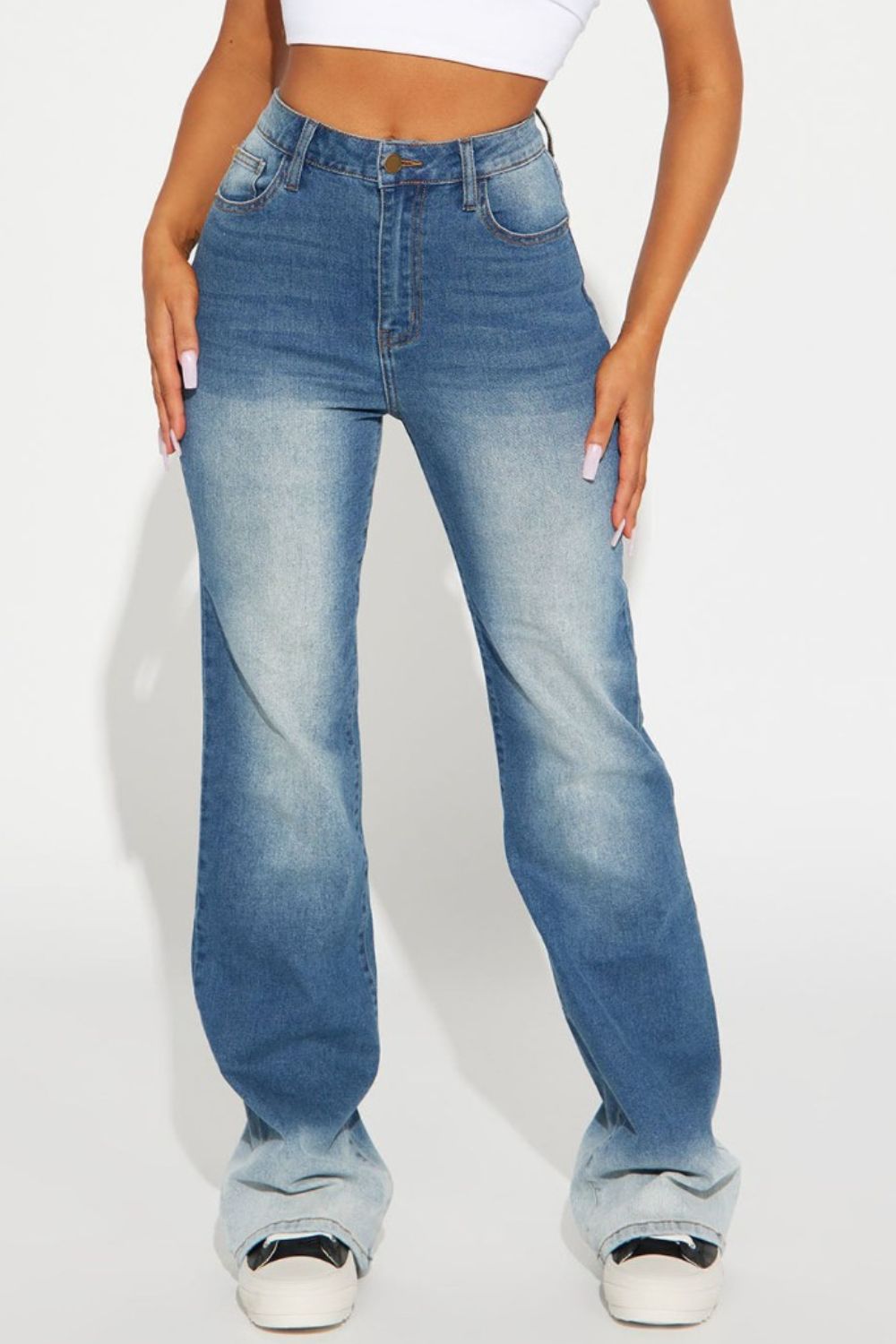 Stilla | Knappede Lange Jeans