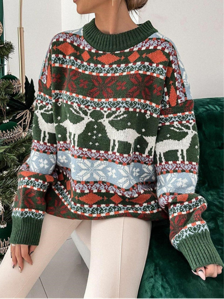Stilla | Pullover med Rund Geometrisk Halslinje og Faldende Skuldre