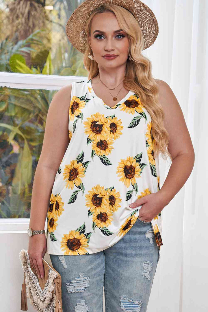 Stilla | Plus Size Printed V-hals Tank