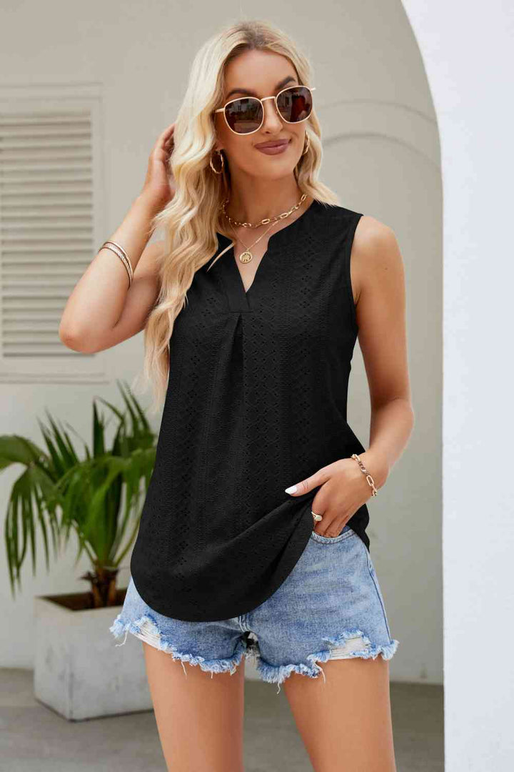Stilla | Hals Kurvet Kant Eyelet Tank