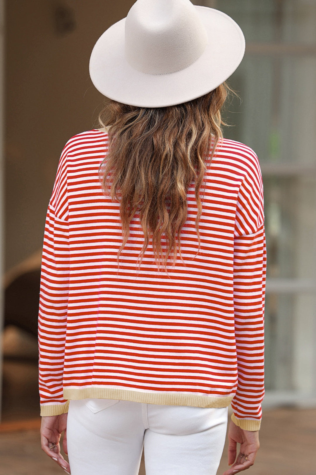 Skovae | Stribet Rundhals-Drop-Shoulder-T-Shirt