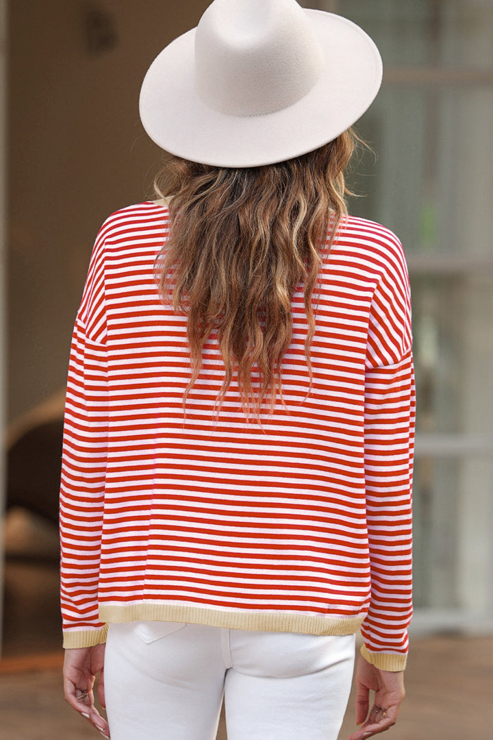 Skovae | Stribet Rundhals-Drop-Shoulder-T-Shirt