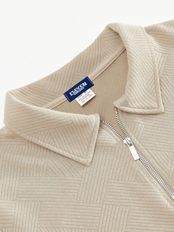 Stilla | Halv-Zip Pullover med Strukturmønster - Smart-Casual Stil til Hverdag og Kontor