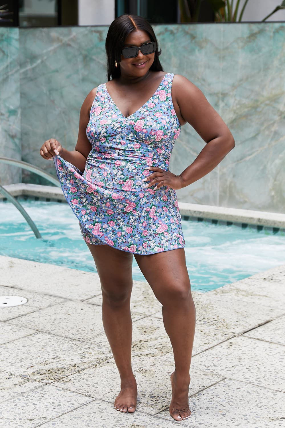 Stilla | West Swim Full Size Clear Waters Swim Dress I Rose Sky