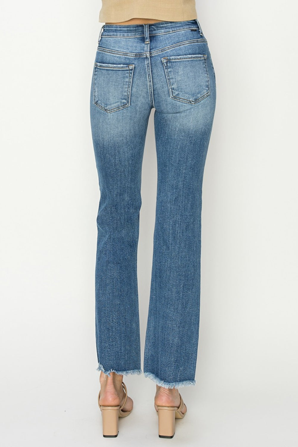 Stilla | Mid-Rise Frayed Hem Bootcut Jeans
