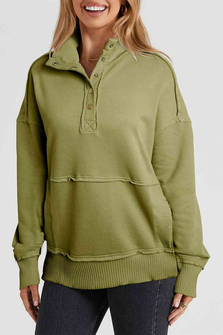 Stilla | Snap Drop Shoulder Langærmet Sweatshirt