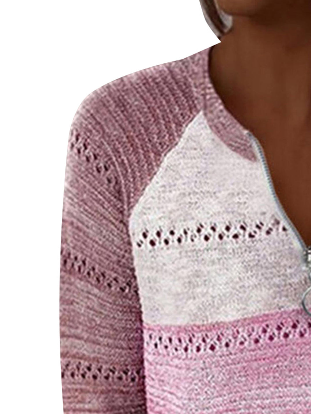 Stilla | Størrelse Farveblok Halv Lynlås Sweater