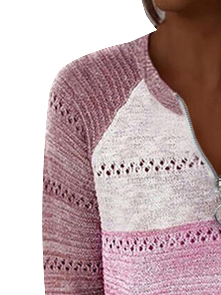 Stilla | Størrelse Farveblok Halv Lynlås Sweater
