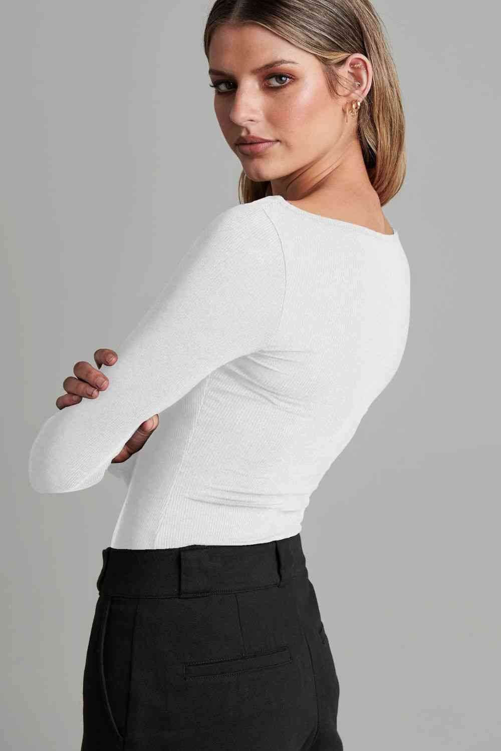 Stilla | Ribbet Langærmet Bodysuit