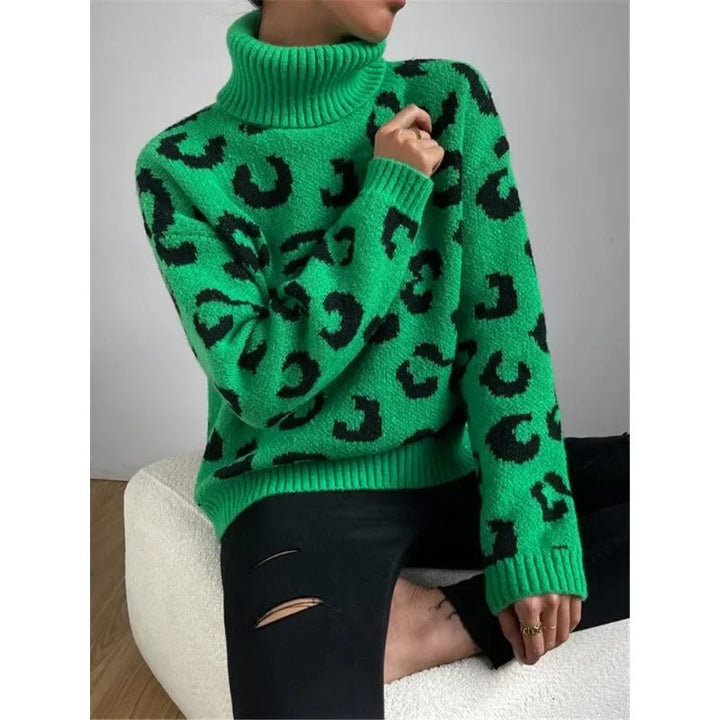 Stilla | Afslappet rullekrave-strikpullover med leopardmønster