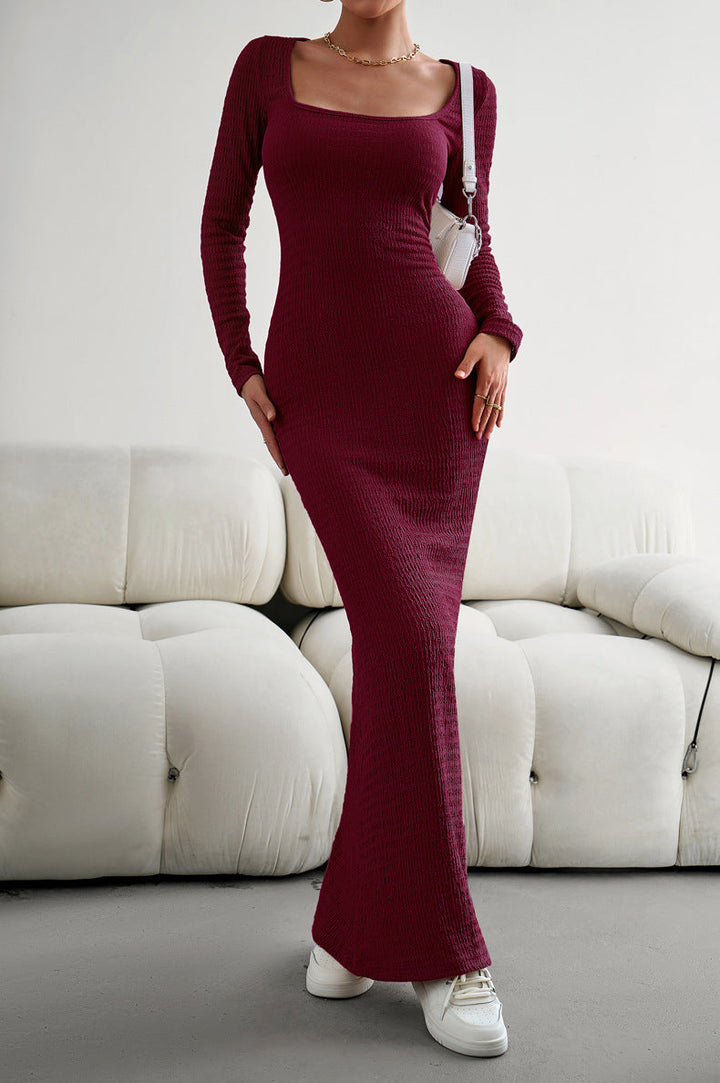 Stilla | Ærme Fyrkantet Hals Maxi Bodycon Kjole