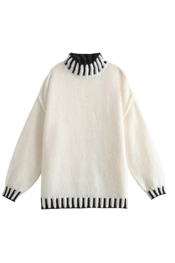 Stilla | Cozy Rullehals Sweater med Farveblokmønster