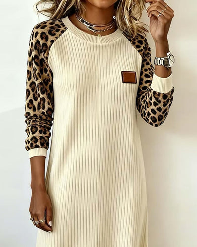 Stilla | Løs Langærmet Leopardmønster Patchwork