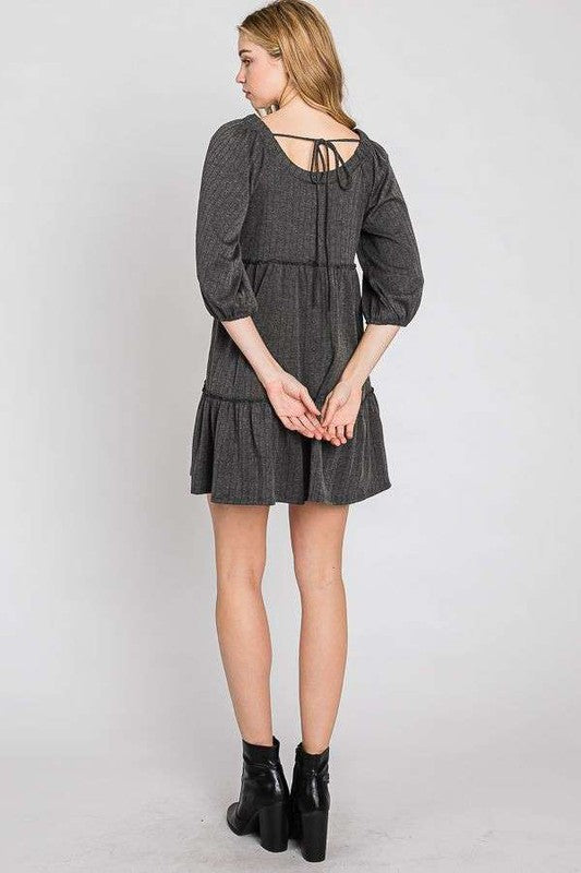 Stilla | Rib Casual Babydoll Lagdelt Kjole