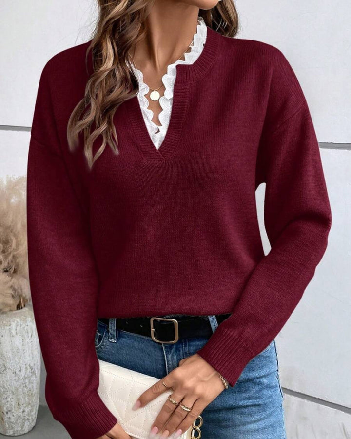 Stilla | Strikpullover med blonder