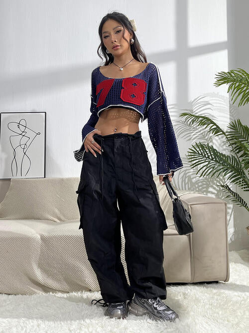 Stilla | Patches Langærmet Crop Strik Top