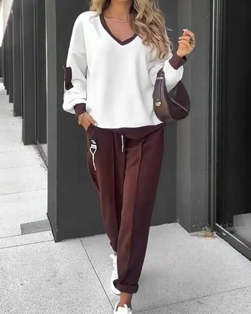 Stilla | Blok Sweatshirt og Joggingbukser Sæt