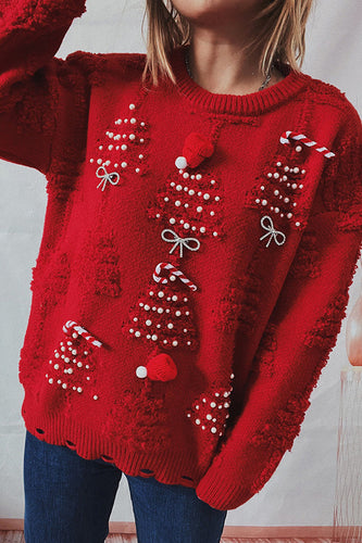 Stilla | Håndlavet perle-juletema-sweater tredimensionel dekorativ sweater