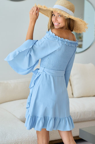 Stilla | Smocked Ruffled Front Tie Mini Kjole