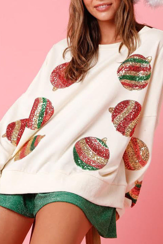 Stilla | Juleæg Pailletter Casual Langærmet Sweatshirt